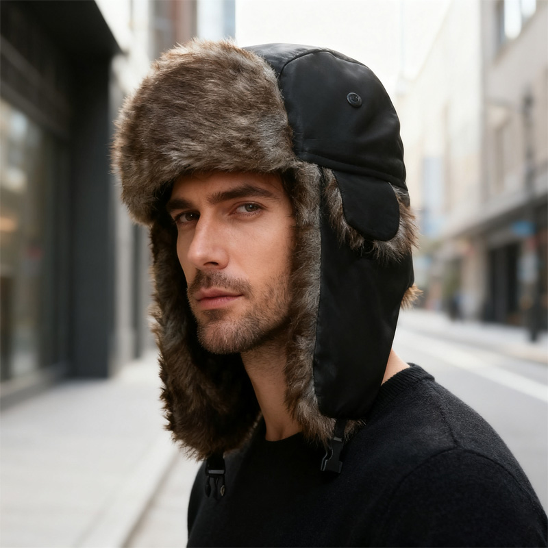Winter Trapper Hat - Zimowa rosyjska uszanka męska w stylu
